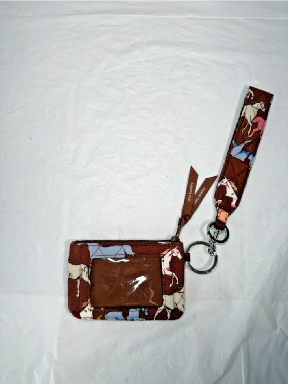 Vera Bradley Galloping Horses Zip ID Case - Brown horse-print WRISTLET